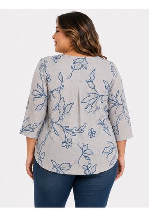 Blusa Para Mujer. Manga 3/4 Azul Marca L&H Ref. 5P612112