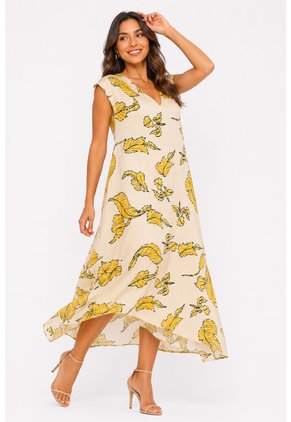 Vestido Para Mujer Mostaza Marca L&H Ref. 5P417014
