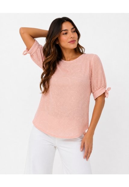 Blusa Para Mujer Manga Corta Rosado Marca L&H Ref. 5P421002
