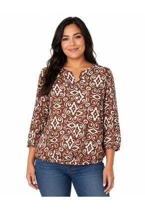 Blusa Para Mujer Manga 3/4 Cafe Marca L&H Ref. 5P412310