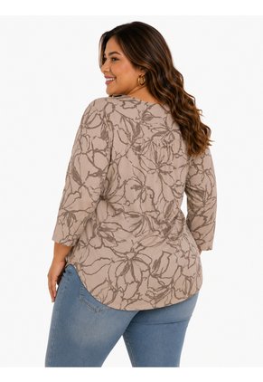 Blusa Para Mujer. Manga 3/4 Taupe Marca L&H Ref. 5P612108