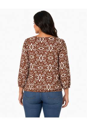 Blusa Para Mujer Manga 3/4 Cafe Marca L&H Ref. 5P412310