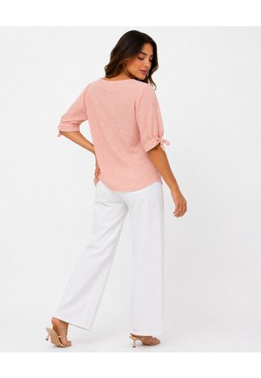 Blusa Para Mujer Manga Corta Rosado Marca L&H Ref. 5P421002