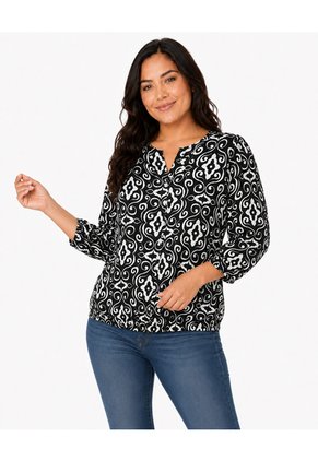 Blusa Para Mujer Manga 3/4 Negro Marca L&H Ref. 5P412310
