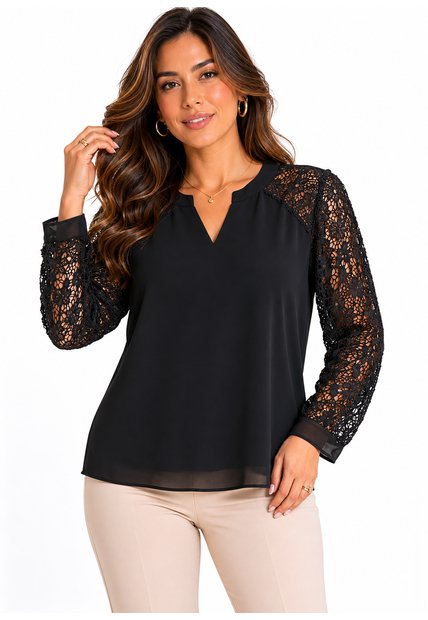 Blusa Para Mujer Manga Larga Negro Marca L&H Ref. 5P412299