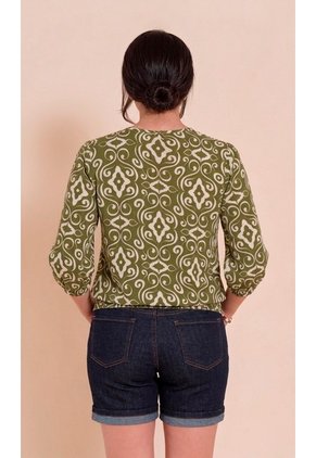 Blusa Para Mujer Manga 3/4 Verde Marca L&H Ref. 5P412310