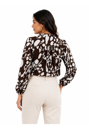 Blusa Para Mujer Manga 3/4 Cafe Marca L&H Ref. 5P412307