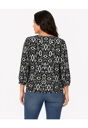 Blusa Para Mujer Manga 3/4 Negro Marca L&H Ref. 5P412310