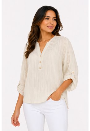 Blusa Para Mujer Manga 3/4 Crudo Marca L&H Ref. 5P412292