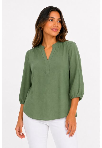Blusa Para Mujer Manga 3/4 Verde Marca L&H Ref. 5P412291