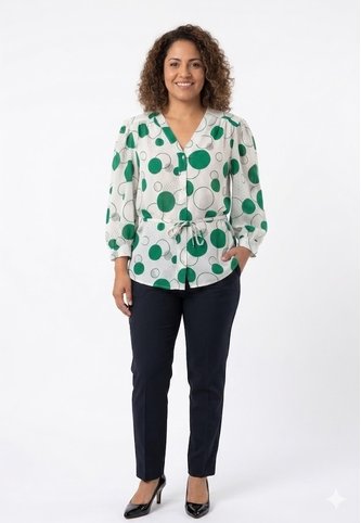Blusa Para Mujer Manga 3/4 Verde Marca L&H Ref. 5P412284 L&H