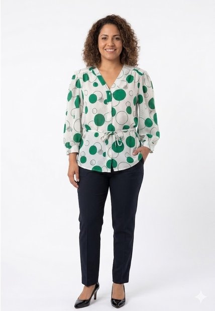 Blusa Para Mujer Manga 3/4 Verde Marca L&H Ref. 5P412284
