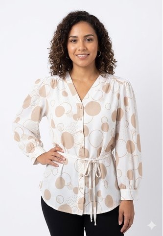 Blusa Para Mujer Manga 3/4 Beige Marca L&H Ref. 5P412284 L&H