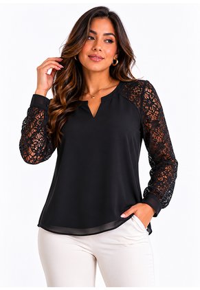 Blusa Para Mujer Manga Larga Negro Marca L&H Ref. 5P412299
