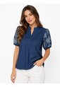 Blusa Para Mujer Manga Corta Azul Marca L&H Ref. 5P412296 de L&H