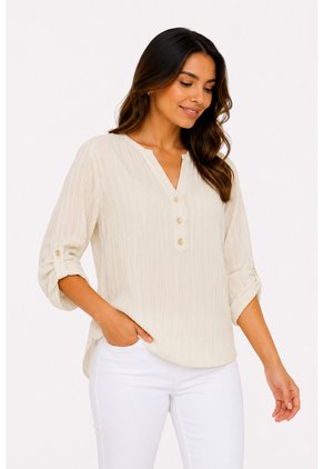 Blusa Para Mujer Manga 3/4 Crudo Marca L&H Ref. 5P412292