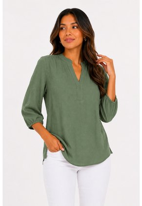 Blusa Para Mujer Manga 3/4 Verde Marca L&H Ref. 5P412291