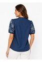 Blusa Para Mujer Manga Corta Azul Marca L&H Ref. 5P412296 de L&H