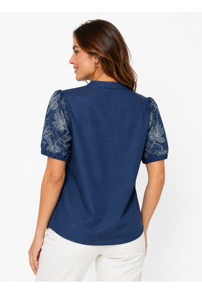 Blusa Para Mujer Manga Corta Azul Marca L&H Ref. 5P412296