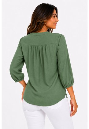 Blusa Para Mujer Manga 3/4 Verde Marca L&H Ref. 5P412291
