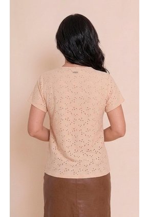Camiseta Para Mujer Manga Corta Beige Marca L&H Ref. 5P409045