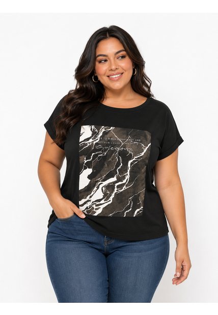 Camiseta Para Mujer. Manga 3/4 Negro Marca L&H Ref. 5G609076