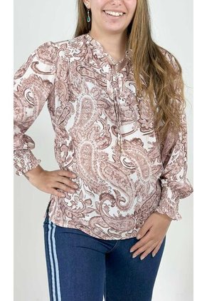 Blusa Para Mujer Manga Larga Cafe Marca L&H