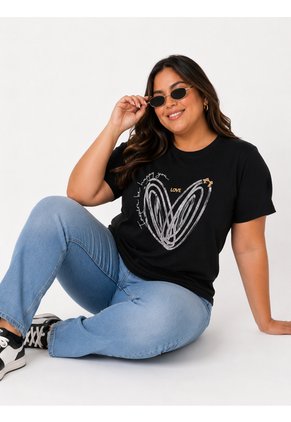 Camiseta Para Mujer. Manga Corta Negro Marca L&H Ref. 5G609081
