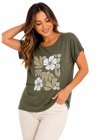 Camiseta Para Mujer Manga Corta Verde Marca L&H Ref. 5G409273 L&H