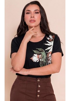 Camiseta Para Mujer Manga Corta Negro Marca L&H Ref. 5G409272