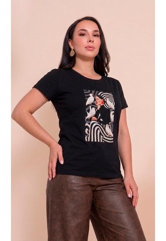 Camiseta Para Mujer Manga Corta Negro Marca L&H Ref. 5G409271 L&H
