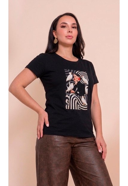 Camiseta Para Mujer Manga Corta Negro Marca L&H Ref. 5G409271