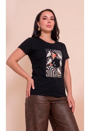 Camiseta Para Mujer Manga Corta Negro Marca L&H Ref. 5G409271
