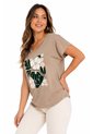 Camiseta Para Mujer Manga Corta Beige Marca L&H Ref. 5G409273 de L&H