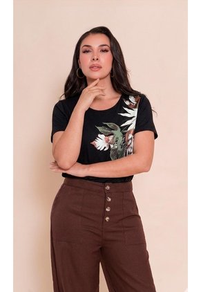 Camiseta Para Mujer Manga Corta Negro Marca L&H Ref. 5G409272
