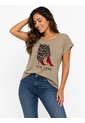 Camiseta Para Mujer Manga Corta Beige Marca L&H Ref. 5G409270 de L&H