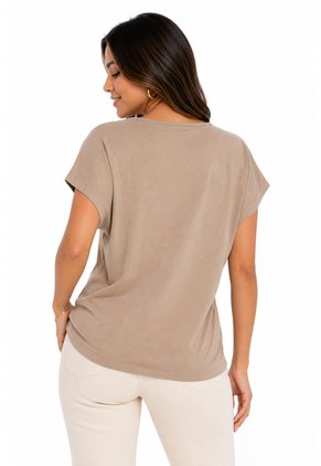 Camiseta Para Mujer Manga Corta Beige Marca L&H Ref. 5G409273