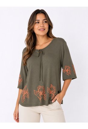 Camiseta Para Mujer Manga 3/4 Verde Marca L&H Ref. 5G409269