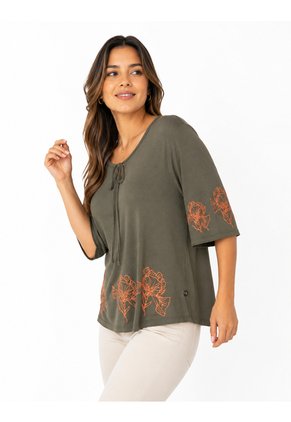 Camiseta Para Mujer Manga 3/4 Verde Marca L&H Ref. 5G409269