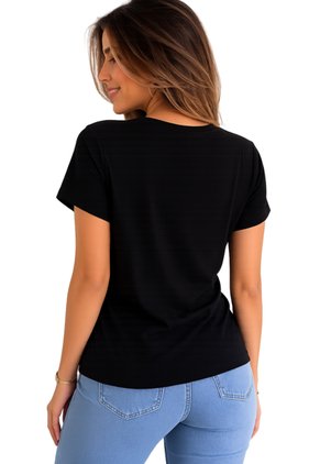 Camiseta Para Mujer Manga Corta Negro Marca L&H Ref. 5G409252