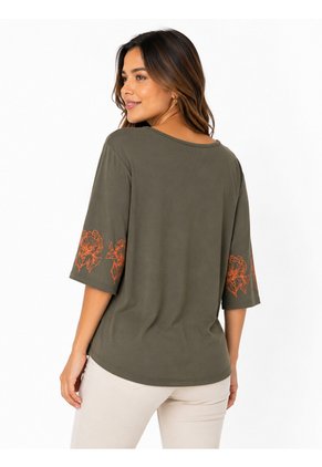 Camiseta Para Mujer Manga 3/4 Verde Marca L&H Ref. 5G409269