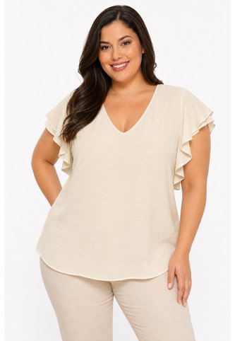 Blusa Para Mujer. Manga Corta Taupe Marca L&H Ref. 4R612040 L&H