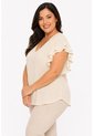 Blusa Para Mujer. Manga Corta Taupe Marca L&H Ref. 4R612040 de L&H