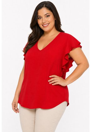 Blusa Para Mujer. Manga Corta Rojo Marca L&H Ref. 4R612040