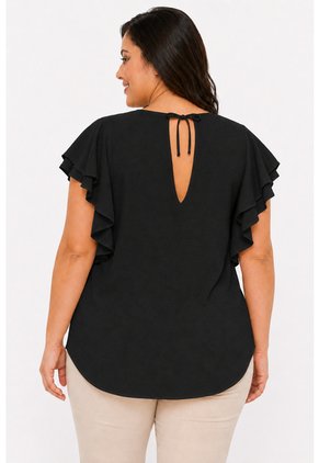 Blusa Para Mujer. Manga Corta Negro Marca L&H Ref. 4R612040