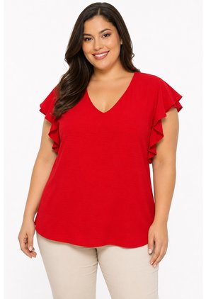 Blusa Para Mujer. Manga Corta Rojo Marca L&H Ref. 4R612040