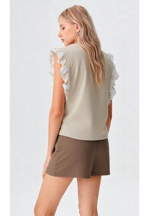Blusa Para Mujer Manga Sisa Beige Marca L&H Ref. 2Bv412005