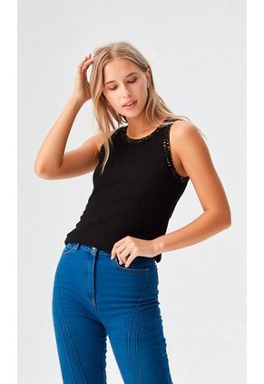 Camiseta Para Mujer Manga Sisa Negro Marca L&H Ref. 1F409528