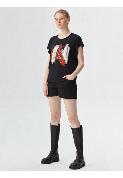 Camiseta Para Mujer Manga Corta Negro Marca L&H Ref. 5G409264