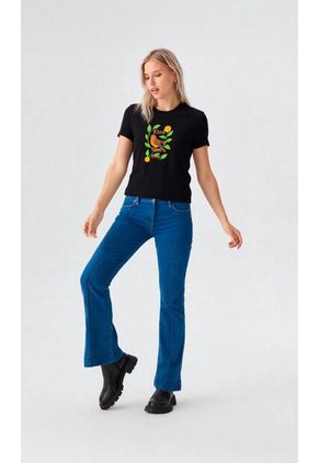 Camiseta Para Mujer Manga Corta Negro Marca L&H Ref. 2Bw409003